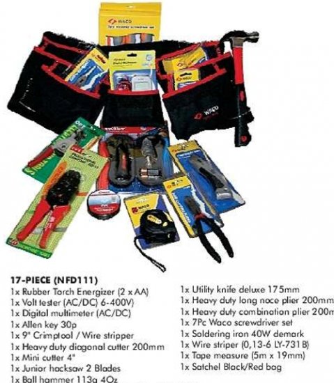 Waco Tool Bag and Set of Tools 17 Piece - Click Image to Close