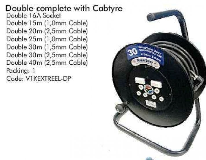 Extension Reel with 15 meter Cabtyre (1.5mmCabtyre) - Click Image to Close