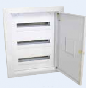 Dist. Board M/Steel w Door ( DIN Breaker) 48 WAY FLUSH 3TRAY