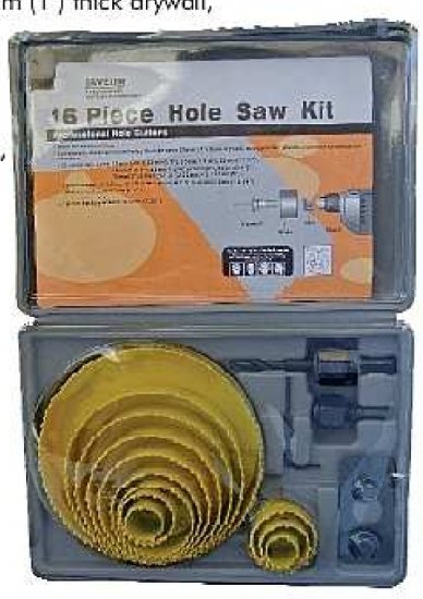 Hole Saw kit 16 Piece - Click Image to Close