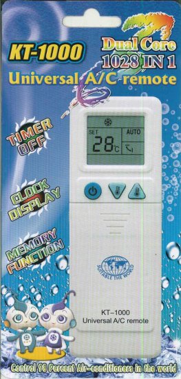 KT-1000 ( 1000 Code ) Universal Air Conditioner Remote - Click Image to Close