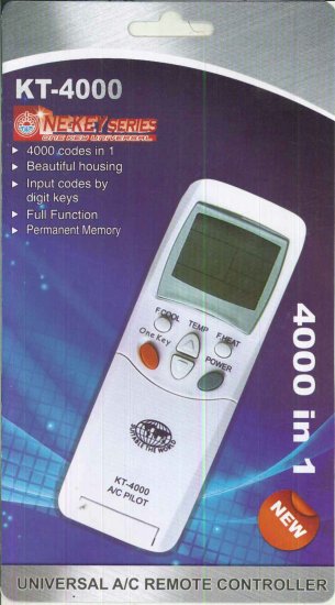 KT-4000 ( 4000 Code) Universal Air Conditioner Remote - Click Image to Close