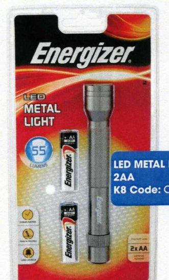 Energizer LED Metal light 2xAA Bateries - Click Image to Close