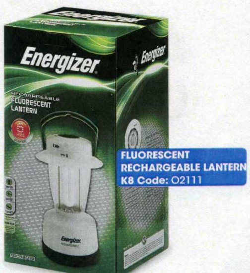 Energizer Florescent Rechargeable Lantern - Click Image to Close
