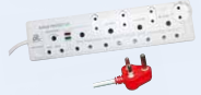 Plug Extender 5 x SA - 3 x Euro - 1 x Schuko +Surge Protection - Click Image to Close