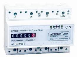 100 Amp 3-Phase + N ( Din Rail ) KWH Meter - 7 Pole - Click Image to Close
