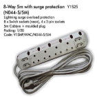 8 - Way Extension with Surge Protection and 5 meter Cord