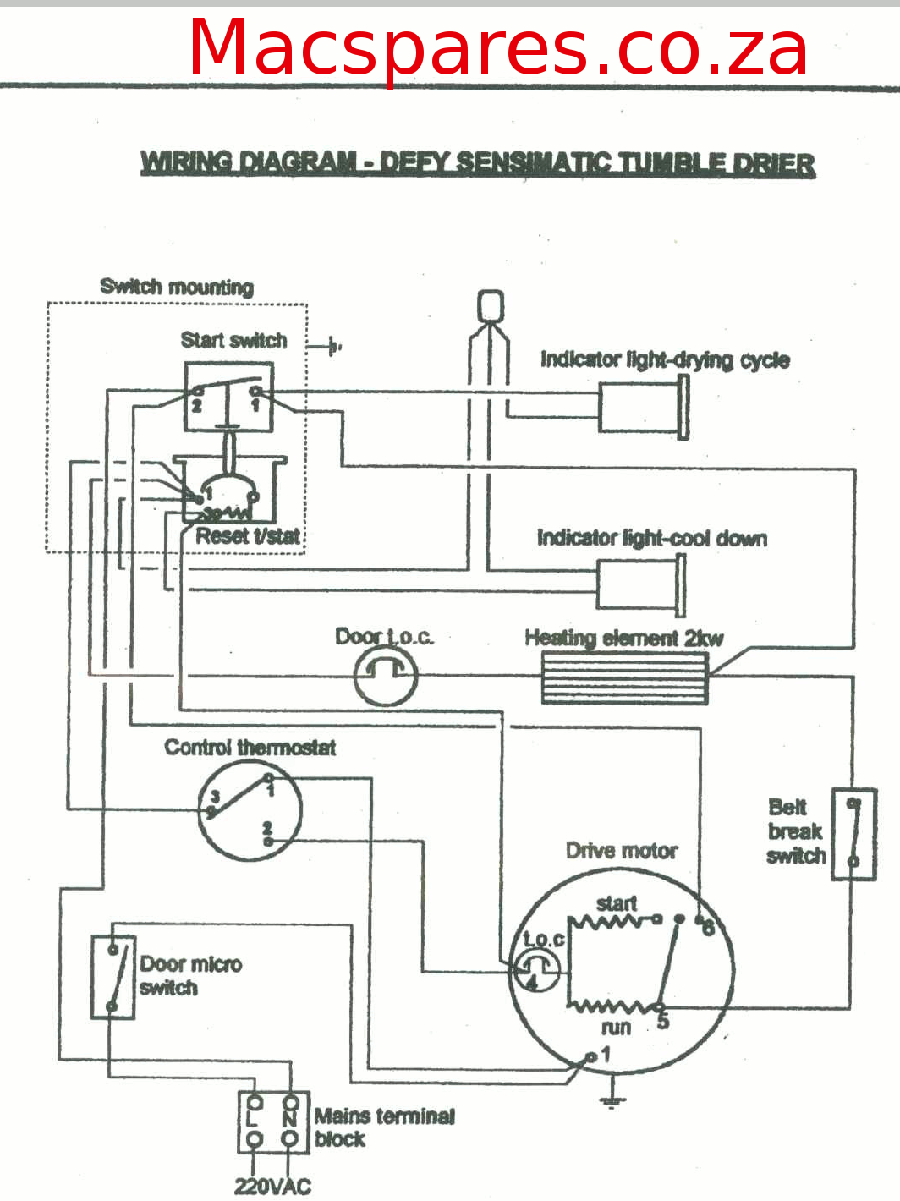 Wiring Diagrams : Tumble Driers : MacSpares | Wholesale spare parts