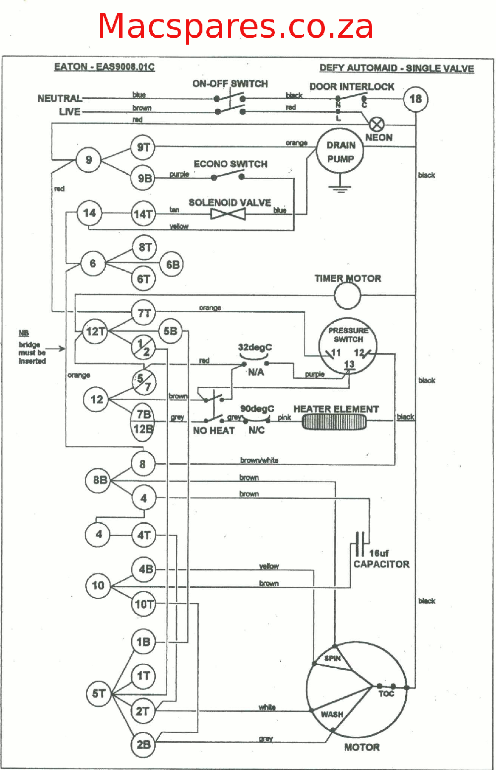 defy twinmaid 1300 wiring diagram