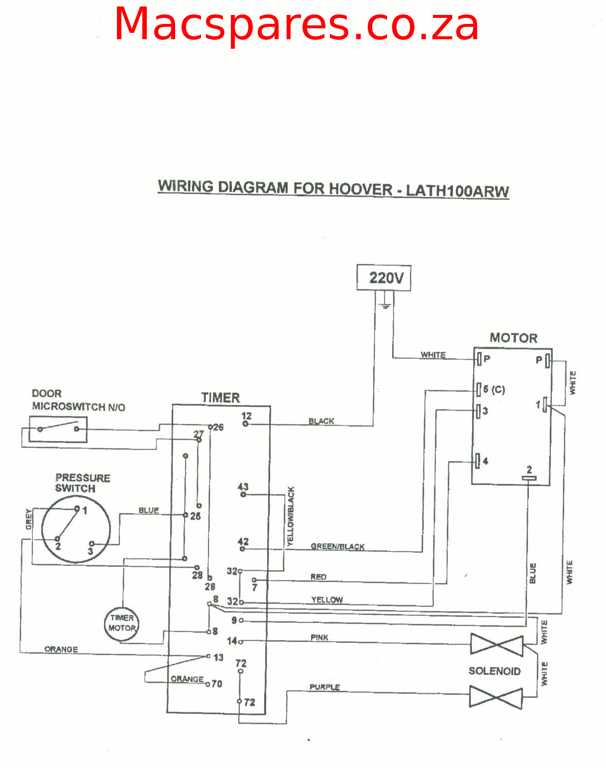 Washing Machine Wiring Diagram from macspares.co.za