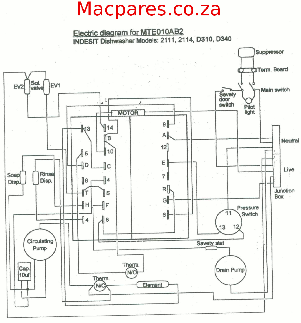 Wiring Diagram   Dishwashers   Macspares